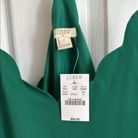 NWT J.Crew Emerald Green Scalloped Shell Tank Top – Size 8 - Picture 2 of 3